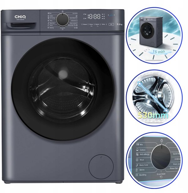CHiQ Parní pračka 7 kg CHiQ CW07123863AX Steam Space Pro + 12 let záruka na motor