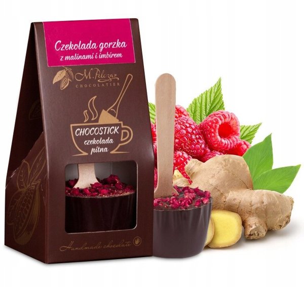 Chocostick M.Pelczar Chocolatier - Μαύρη Σοκολάτα με Άρωμα Σμέουρου και Τζίντζερ 60γρ