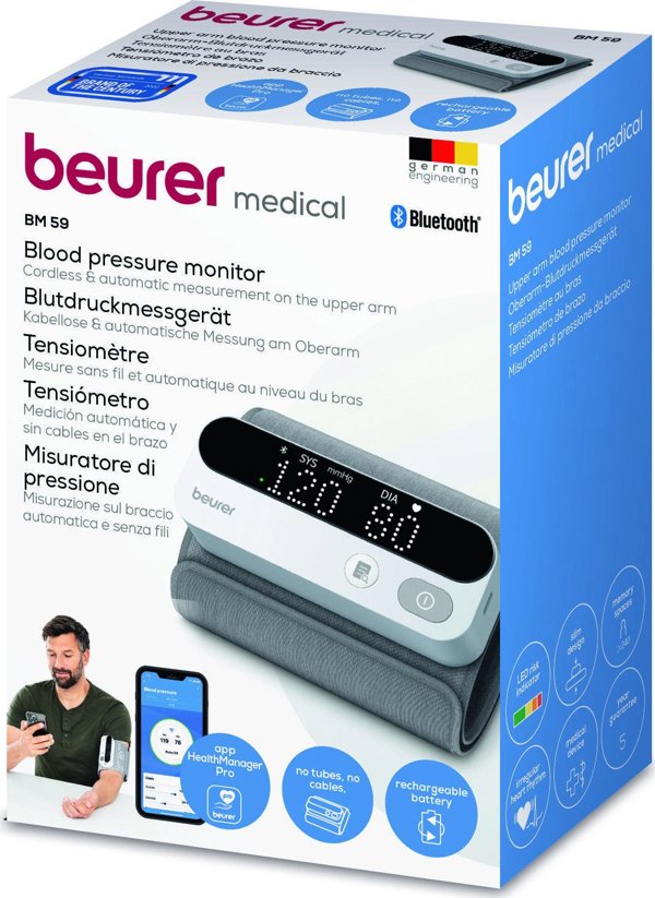 Beurer Πιεσόμετρο Μπράτσου BM 59 με Bluetooth, Λευκό/Μαύρο