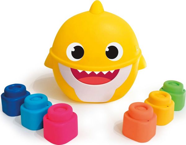 Clementoni Baby Clemmy Κουβαδάκι Baby Shark με 6 Μαλακά Τουβλάκια, 17427, για Παιδιά από 6 Μηνών