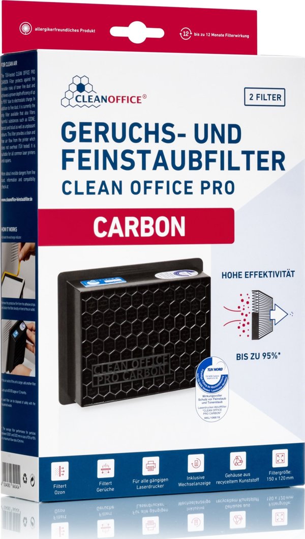Cleanoffice Φίλτρο Κατά της Σκόνης PRO CARBON, 150x120x50mm, 2 Τεμάχια