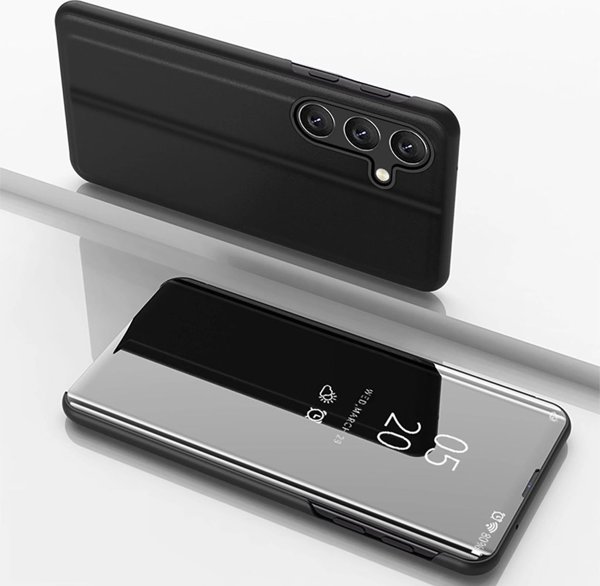 Θήκη Clear View Case για Samsung Galaxy S24 FE με καπάκι - μαύρο
