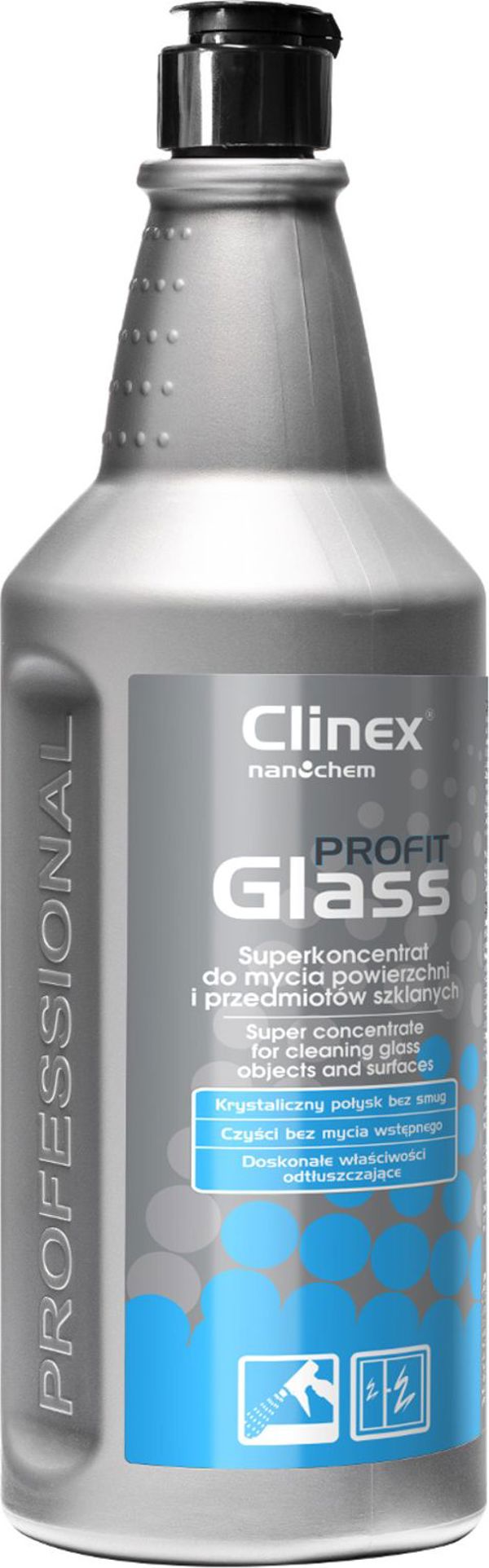 Clinex PROFIT Glass Καθαριστικό Συμπύκνωμα για Τζάμια, Καθρέπτες και Ανοξείδωτες Επιφάνειες 1L