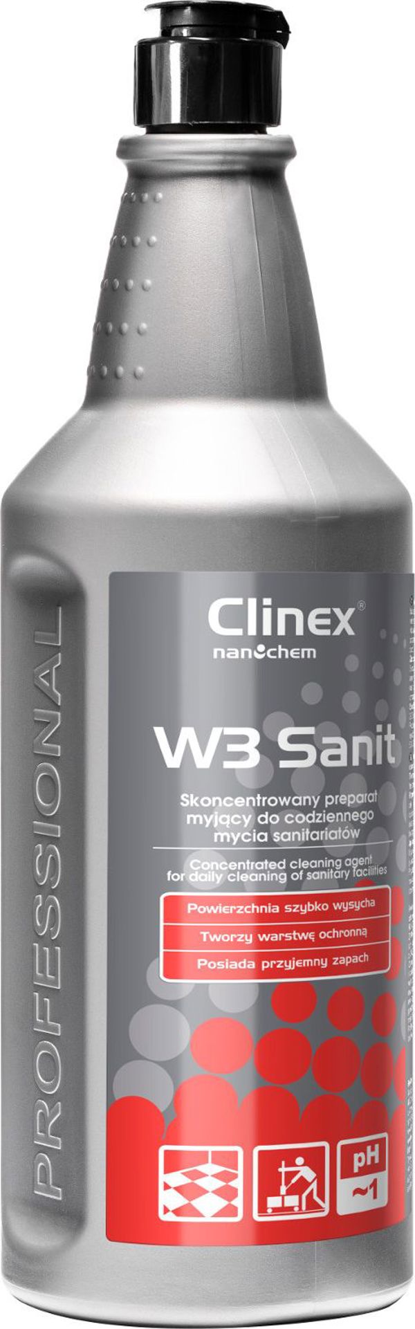 Clinex W3 Sanit Συμπυκνωμένο Υγρό Καθαρισμού για Πλακάκια, Μπάνια και Τουαλέτες, 1L
