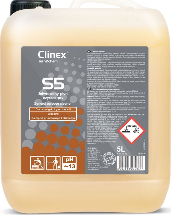 Clinex S5 Καθαριστικό Φούρνου & Κουζίνας Για Επίμονους Λεκέδες 5L