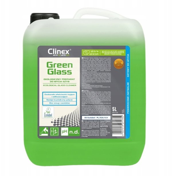 Clinex Green Glass Οικολογικό Υγρό Καθαρισμού Τζαμιών & Καθρεπτών, 5L
