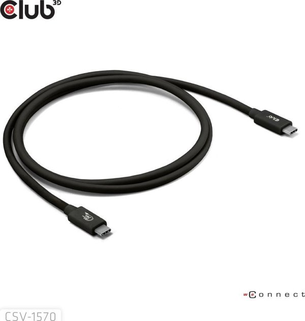 Καλώδιο Club 3D USB4 v2 Type-C, 80Gbps, Πιστοποιημένο, 16K60Hz/4K540Hz, PD 240W, 1m