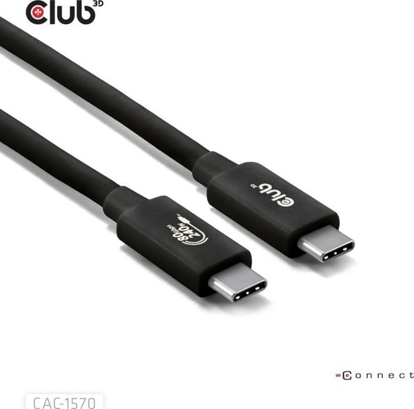 Καλώδιο Club 3D USB4 v2 Type-C, 80Gbps, Πιστοποιημένο, 16K60Hz/4K540Hz, PD 240W, 1m
