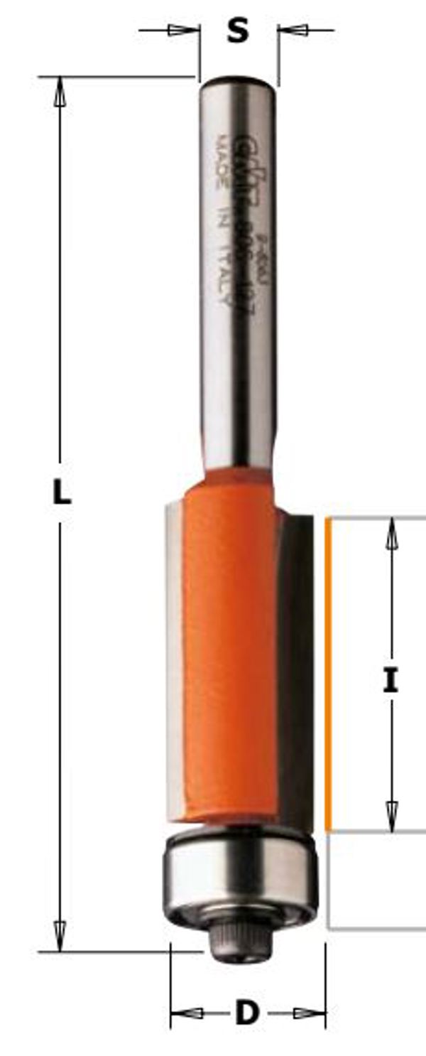 Ευθεία φρέζα HM με κάτω ρουλεμάν 50,8 x 25,4mm, στέλεχος 12mm (906.630.11)