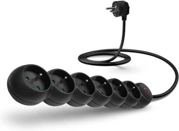 CONNECT IT prodlužovací kabel 230V, 6 zásuvek, 5m, s vypínačem, černá