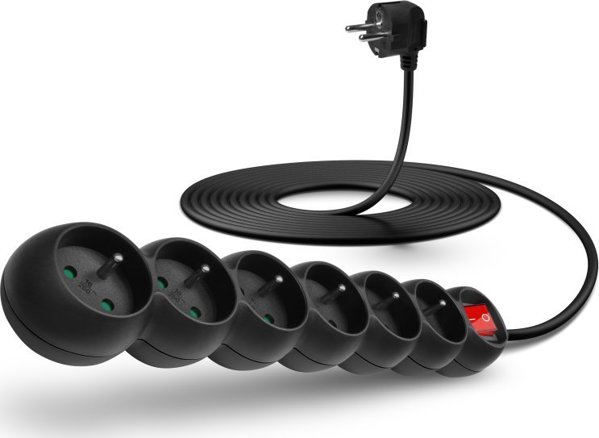 Connect IT Προέκταση 230 V, 6 πρίζες, 5 μέτρα με διακόπτη (μαύρο)