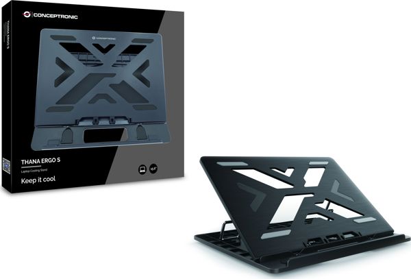 Conceptronic Βάση Laptop ERGO THANA03B για Φορητούς Υπολογιστές έως 15.6" με Ρυθμιζόμενο Ύψος και Σύστημα Ψύξης