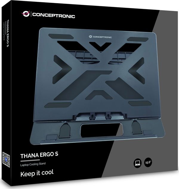 Conceptronic Βάση Laptop ERGO THANA03B για Φορητούς Υπολογιστές έως 15.6" με Ρυθμιζόμενο Ύψος και Σύστημα Ψύξης
