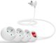 CONNECT IT prodlužovací kabel 230 V, 3 zásuvky, 1,5 m, s vypínačem (bílý)