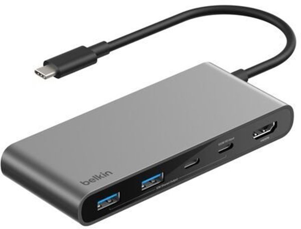 CONNECT 7-IN-1 USB-C HUB MIT/DUAL USB-C PORTS SILBER
