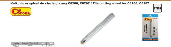 Κορώνα Κόφτης τιτανίου με άξονα 8 x 1,5mm (C8229) για μηχανές κοπής πλακιδίων C8206 και C8207