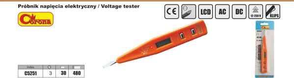 Corona Δοκιμαστικό τάσης 12-250V AC/DC (C5251)