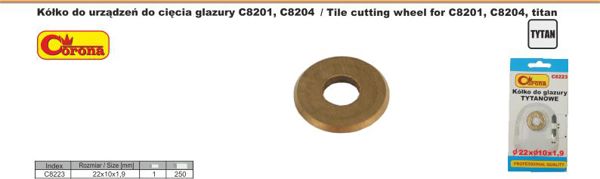 Κορώνα Κόπτης τιτανίου 22 x 1,9 x 10mm (C8223) για μηχανές κοπής πλακιδίων C8201-C8204
