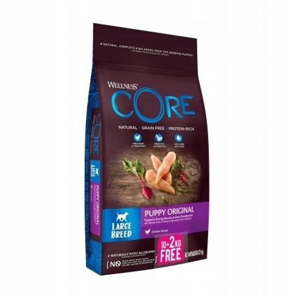Core Puppy Original ξηρά τροφή για κουτάβια μεγαλόσωμων ρατσών, κοτόπουλο, 10+2 kg