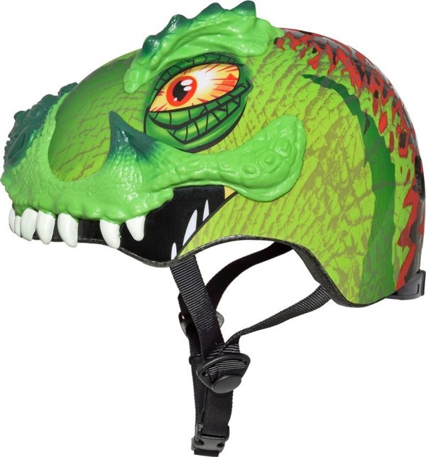 C-PREME Παιδικό Κράνος Ποδηλάτου T-Rex Awesome, Πράσινο, Μέγεθος S (50-54 cm), Ηλικία 5+