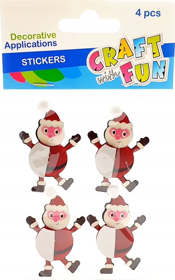 Craft With Fun Αυτοκόλλητα Διακόσμησης Άγιος Βασίλης, 4τμχ, CF 12/144