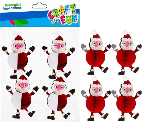 Craft With Fun Αυτοκόλλητα Διακόσμησης Άγιος Βασίλης, 4τμχ, CF 12/144