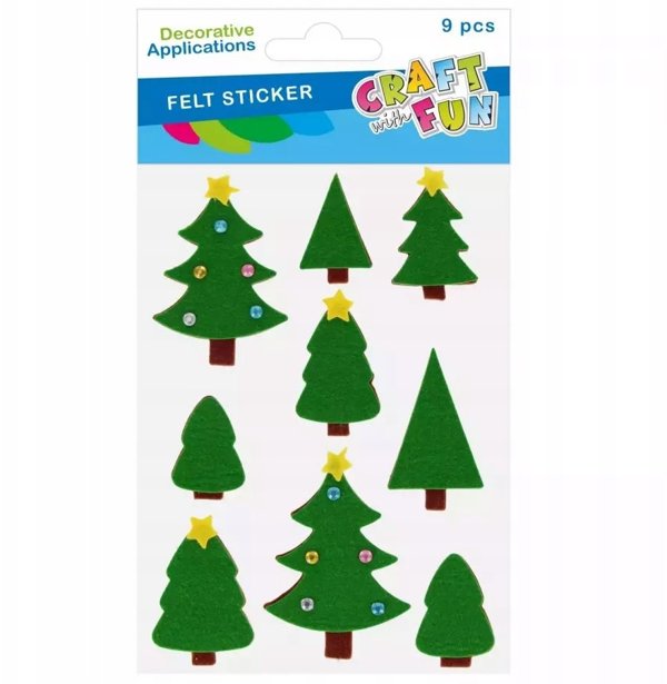 Craft With Fun Διακοσμητικά Χριστουγεννιάτικα Δεντράκια από Τσόχα, 9τμχ