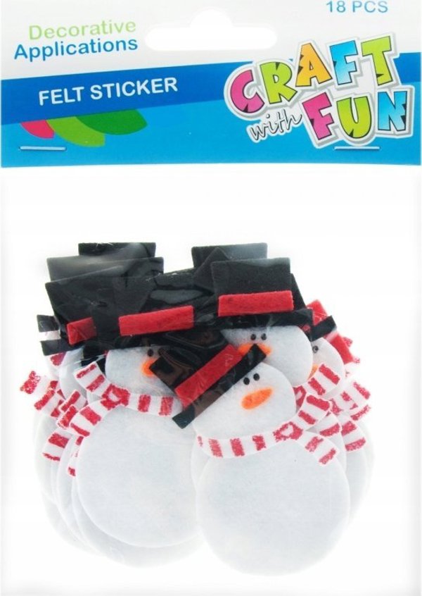 Craft With Fun Διακοσμητικός Χιονάνθρωπος από Τσόχα, Σετ 18 Τεμάχια για Χριστουγεννιάτικες Κατασκευές