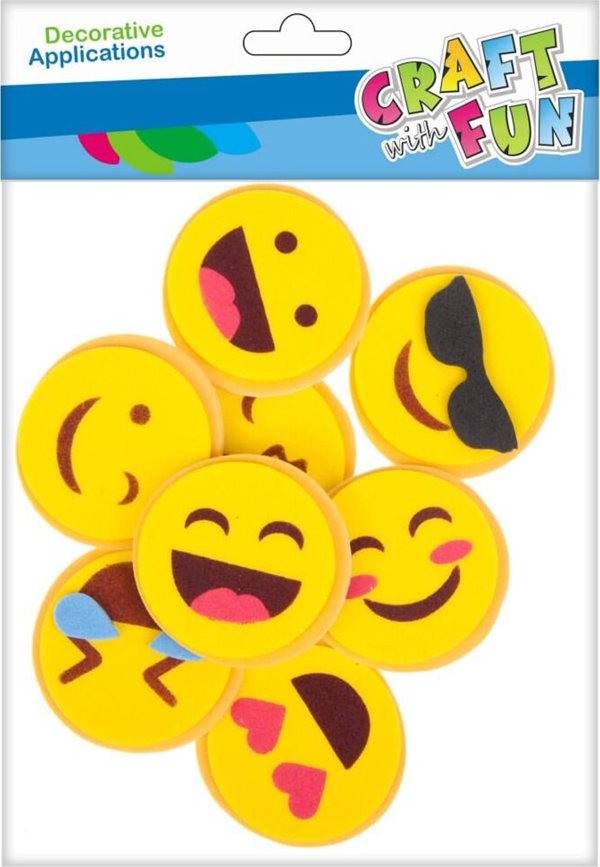 Craft With Fun Αυτοκόλλητα Διακοσμητικά Emoji από Αφρώδες Υλικό EVA, 8 Τεμάχια
