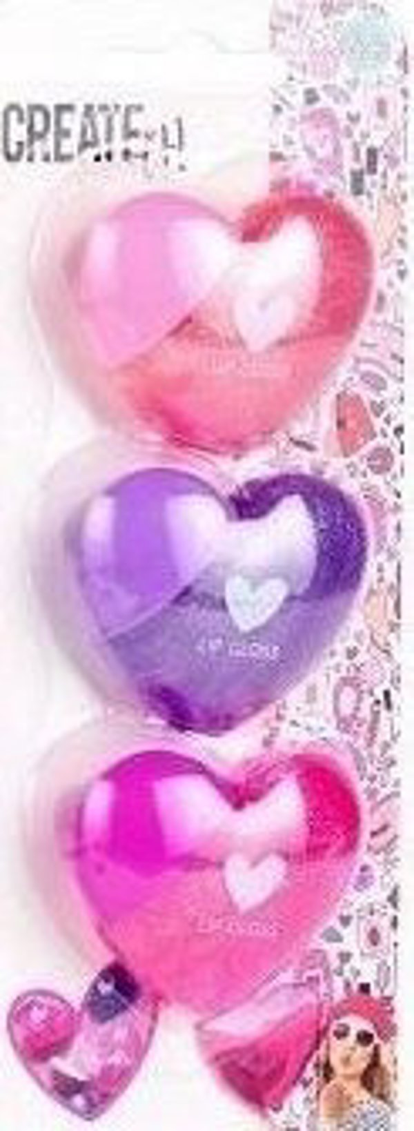 Create It! Love Balm - Ενυδατικό Lip Balm Καρδιά, Σετ 3 Τεμαχίων