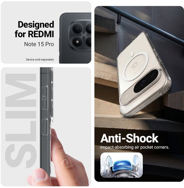 Crong Θήκη Hybrid Clear Magnetic για Xiaomi Redmi Note 15 Pro MagSafe, Διαφανής
