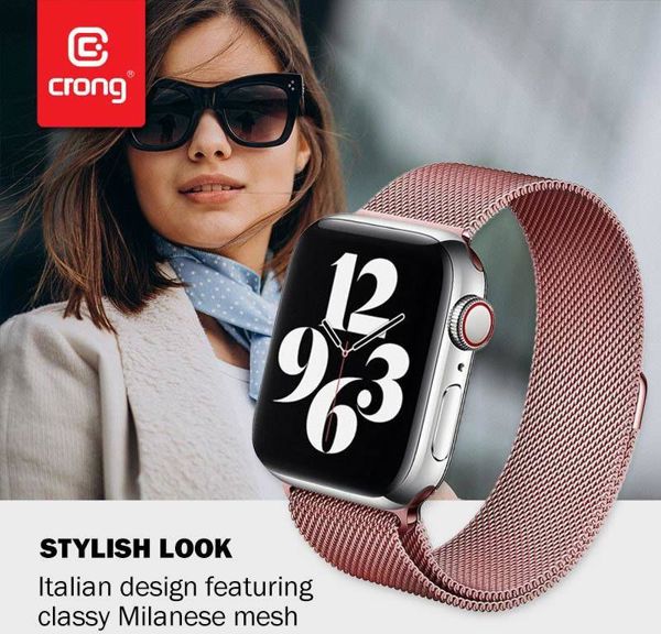 Crong Λουράκι Milano Steel για Apple Watch 38/40mm, Ανοξείδωτο Ατσάλι, Ροζ Χρυσό