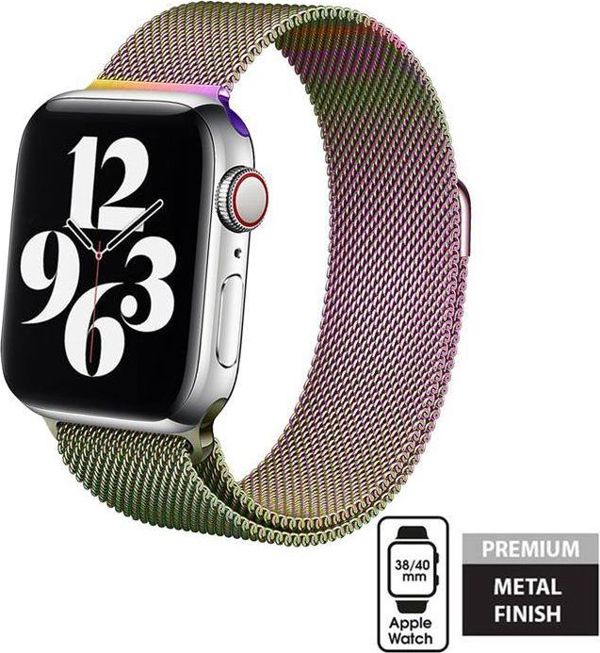 Crong Milano Steel Λουράκι Apple Watch 38/40mm, Ανοξείδωτο Ατσάλι, Ιριδίζον
