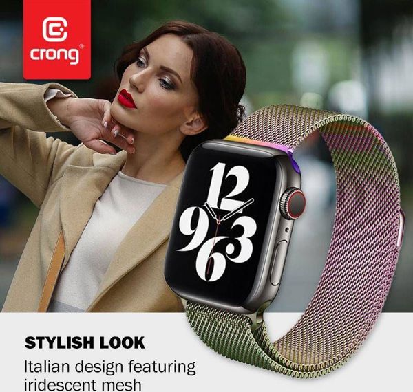 Crong Milano Steel Λουράκι Apple Watch 38/40mm, Ανοξείδωτο Ατσάλι, Ιριδίζον