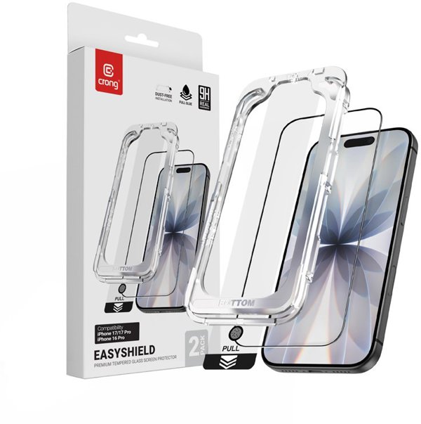 Crong EasyShield 2-Pack - Αντιχαρακτικό γυαλί για iPhone 17 / iPhone 17 Pro / iPhone 16 Pro (2 τεμάχια)