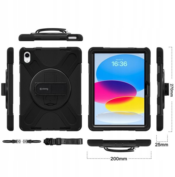 Crong Defender Plus – Pancerne etui iPad 11" A16 (2025) / 10.9" (2022) (czarny)