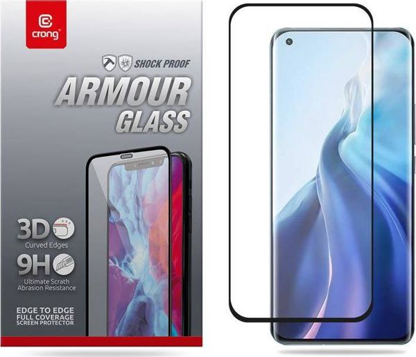 Crong 3D Armour Προστατευτικό Γυαλί 9H Full Glue για Xiaomi Mi 11 - Με Πλαίσιο Εγκατάστασης