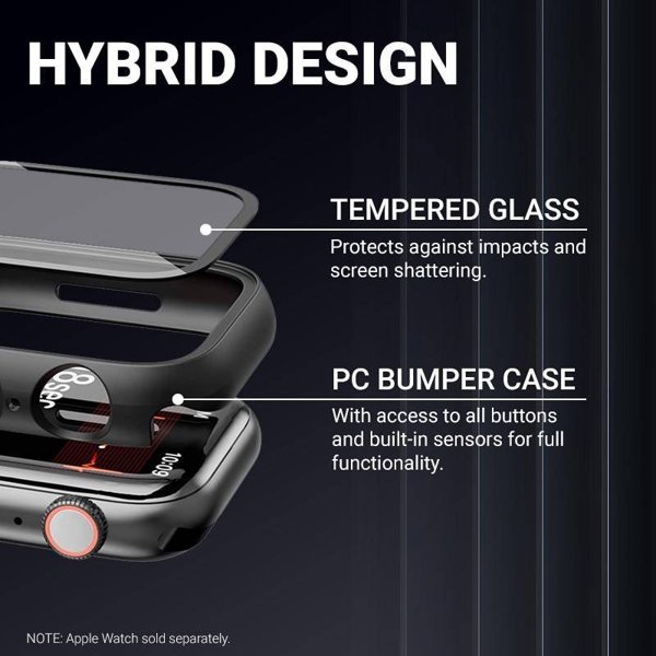 Crong Hybrid Watch Case για Apple Watch 41mm - Προστατευτική Θήκη με Ενσωματωμένο Γυαλί - Clear