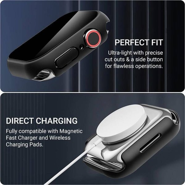 Crong Hybrid Watch Case για Apple Watch 41mm - Προστατευτική Θήκη με Ενσωματωμένο Γυαλί - Clear