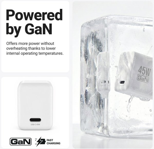 Crong Ultra Compact GaN Φορτιστής USB-C 45W PD 3.0 με PPS (Λευκό)