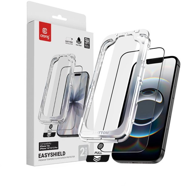 Crong EasyShield 2-Pack - Σκληρυμένο γυαλί για iPhone 16e / iPhone 14 / iPhone 13 / iPhone 13 Pro (2 τεμάχια)