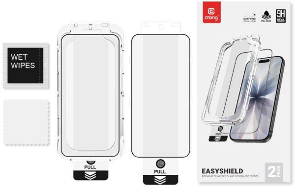 Crong EasyShield 2-Pack - Σκληρυμένο γυαλί για iPhone 16e / iPhone 14 / iPhone 13 / iPhone 13 Pro (2 τεμάχια)