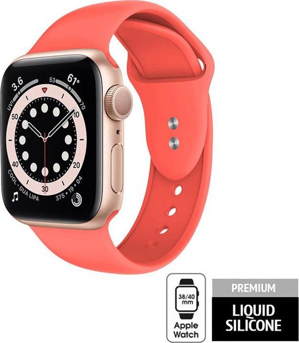 Crong Liquid Band Λουράκι για Apple Watch 38/40mm, Υγρή Σιλικόνη, Κοραλλί