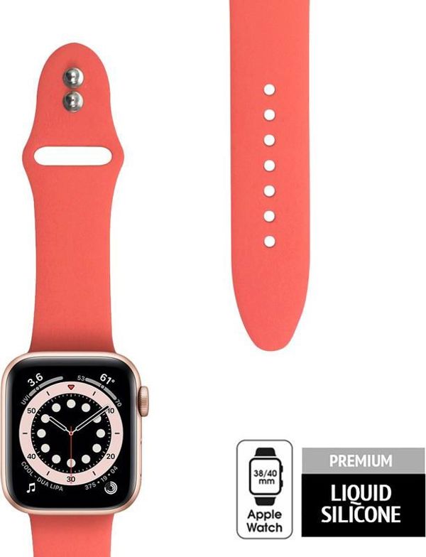 Crong Liquid Band Λουράκι για Apple Watch 38/40mm, Υγρή Σιλικόνη, Κοραλλί