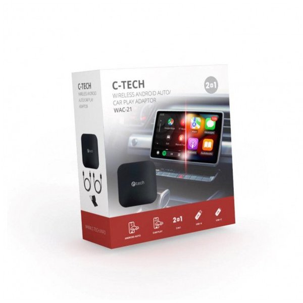 C-TECH Bezdrátový adaptér C-TECH WAC-21, Android Auto, Car play, USB
