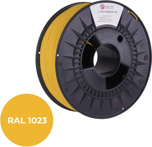 C-TECH Filament PREMIUM LINE TPU 90A flexibilní dopravní žlutá RAL1023