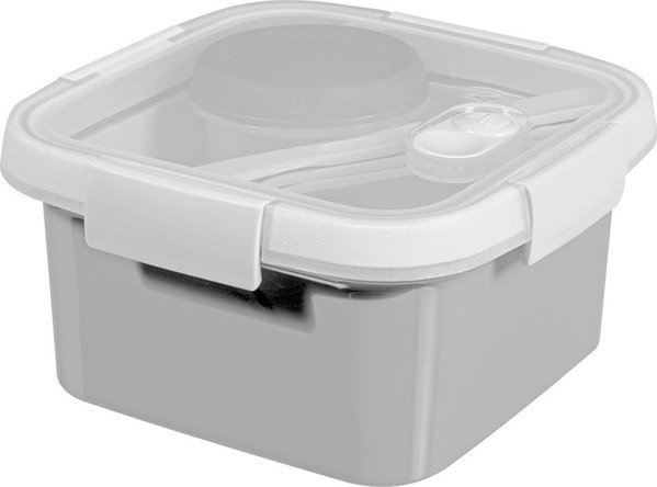 Curver Smart To Go Lunch Kit Τετράγωνο Δοχείο Τροφίμων 1.1L, Μέντα/Ανοιχτό Γκρι/Ροδακινί
