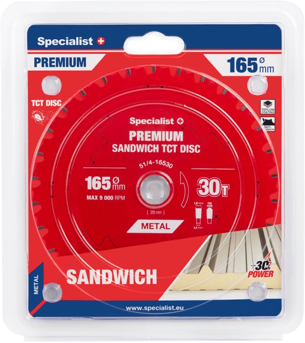 Δίσκος κοπής 165x30Tx20mm, Sandwich PREMIUM, SPECIALIST+