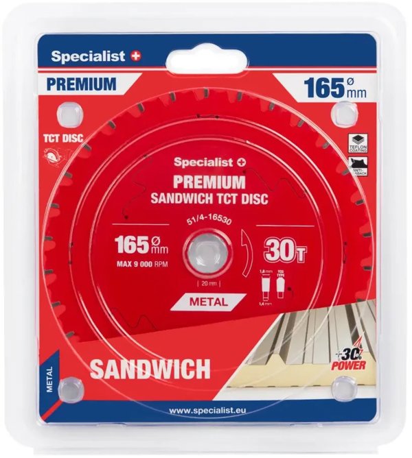 Δίσκος κοπής 165x30Tx20mm, Sandwich PREMIUM, SPECIALIST+