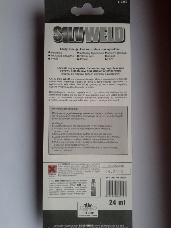CX80 Klej dwuskladnikowy epoksydowy CX-80 SILV WELD 24ml